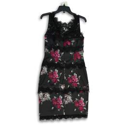 White House Black Market Womens Pink Black Floral Lace Sheath Dress Size 4 alternative image