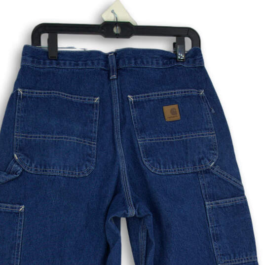 Mens Blue Denim Medium Wash Straight Leg Carpenter Pants Size 31X30 image number 4