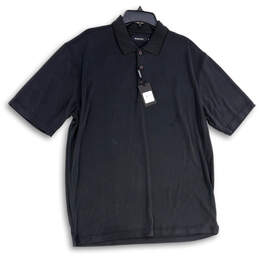 NWT Womens Black Spread Collar Short Sleeve Polo Shirt Size X-Large