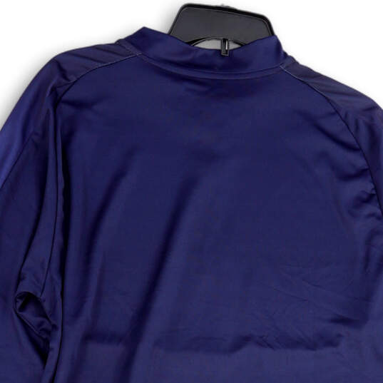 NWT Women Blue White Quater Zip Mock Neck Activewear T-Shirt Size XL image number 4