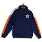 Mens Navy Blue Orange Houston Astros MLB Mock Neck Full-Zip Jacket Size Small image number 1