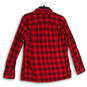 Womens Red Plaid Spread Collar Long Sleeve Button-Up Shirt Size M image number 2