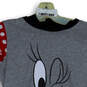 Womens Gray Short Sleeve Minnie Mouse Hooded Ears Bow T-Shirt Size Small image number 3