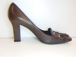 Givenchy  Women's Heels   Color Chocolate Brown Leather Heels Square Toe  Tassels  Size 6  Authenticated