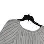NWT Womens White Black Striped Cinched Waist Short Sleeves Blouse Top Sz M image number 3