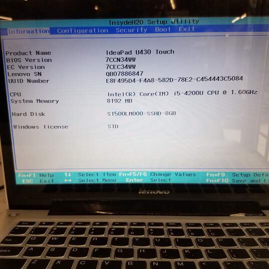 Lenovo IdeaPad U430 Touch 13in Laptop Intel i5-4200U CPU 8GB RAM 500GB HDD image number 9