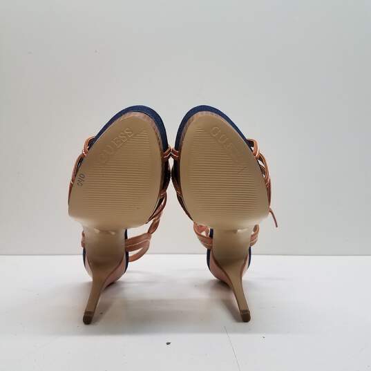 Guess Norelle Ankle Strap Peep Toe Platform Heels Tan 8 image number 5