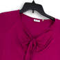Womens Pink V- Neck Short Sleeve Front Knotted Pullover Blouse Top Size S image number 3