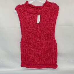 Anthropologie Moth Rose Pink Chunky Knit Vest Size M