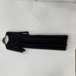NWT KIYONNA Womens Black Surplice Neck Quarter Sleeve Long Maxi Dress Size 1X