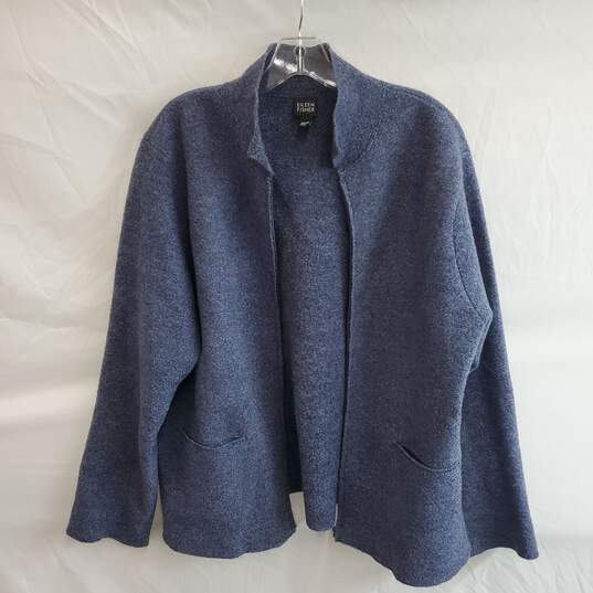 Eileen Fisher Full Zip Wool Sweater Jacket Women's Size M image number 1