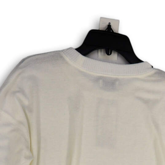 NWT Womens White Knitted Crew Neck Long Sleeve Pullover Sweater Size Large image number 4
