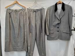Hertling for Nordstrom 3 Piece Wool Suit Jacket/Pants/Skirt Set Size 14