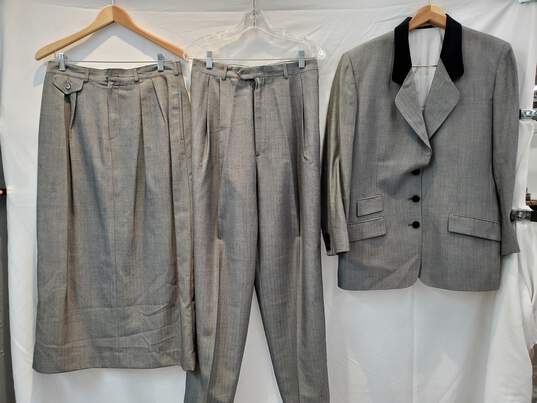 Hertling for Nordstrom 3 Piece Wool Suit Jacket/Pants/Skirt Set Size 14 image number 1