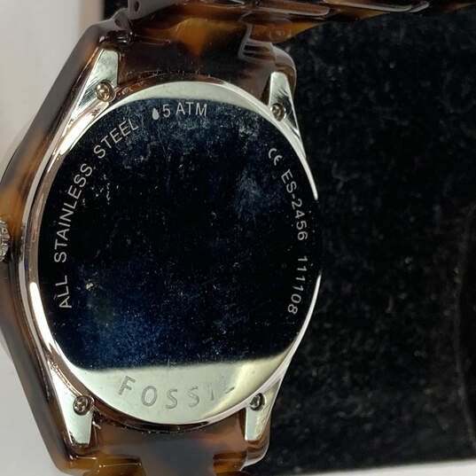 Designer Fossil ES-2456 Silver-Tone Adjustable Strap Analog Wristwatch image number 4