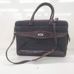 Brighton Business Black & Brown Croc Embossed Leather Laptop Briefcase