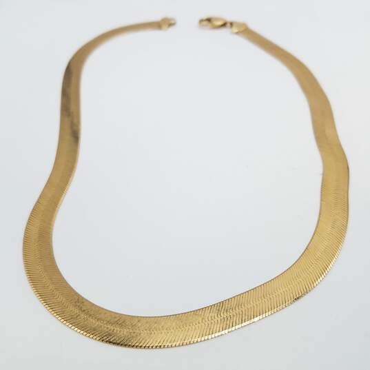 C.S Italy 10K Gold 8.5mm Herringbone 17in Necklace Damage 26.4g image number 1