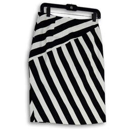NWT Womens White Black Striped Side Zip Straight & Pencil Skirt Size 0 alternative image