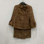 Womens Brown Plaid Lined Collared Jacket And Skirt Two-Piece Set Size 8/6 image number 1