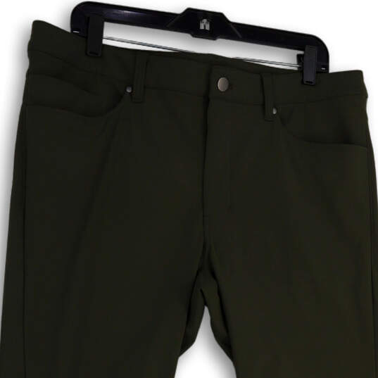 Mens Green ABC Slim Fit Flat Front Pockets Skinny Leg Ankle Pants Size 36 image number 3