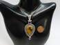 Artisan 925 Tigers Eye Teardrop Cabochon & Faceted Amethyst Accents Dotted & Scrolled Statement Pendant Chain Necklace 19.3g image number 4
