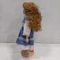 Dynasty Doll Collection Porcelain Doll With Curly Blonde Hair And Blue Eyes In Blue And White Dress image number 5