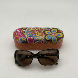 Womens Beige Brown Lens Full Rim Fashionable Square Sunglasses With Case