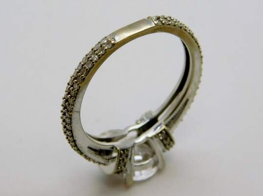 10K White Gold 0.33 CTTW Pave Set Diamond & 6.5mm White Sapphire Ring 3.2g image number 3