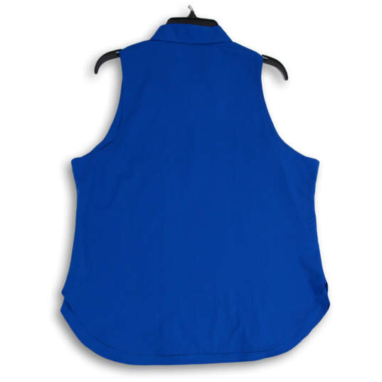 Womens Blue Spread Collar 1/4 Zip Sleeveless Golf Polo Shirt Size XL image number 2
