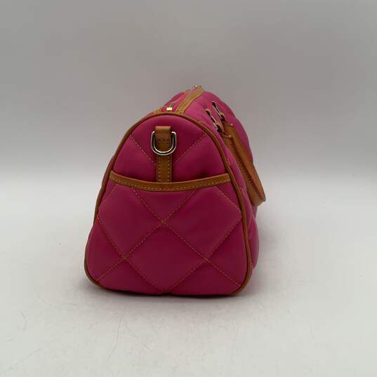 Dooney & Bourke Womens Pink Quilted Double Handle Inner Pocket Handbag Purse image number 3