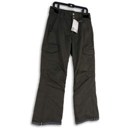 NWT Womens Gray Flat Front Cargo Pockets Stretch Snow Pants Size Medium