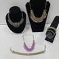 Rhinestone & Metal Costume Jewelry Collection Assorted 6pc Lot image number 1