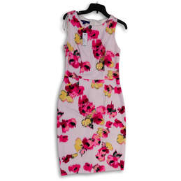 NWT Womens Pink Yellow Floral Sleeveless Knee Length Sheath Dress Size 6