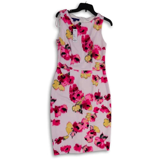 NWT Womens Pink Yellow Floral Sleeveless Knee Length Sheath Dress Size 6 image number 1