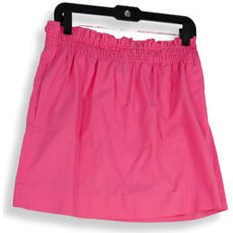 Womens Pink Elastic Waist Pleated Front Pockets Pull-On Mini Skirt Size 10