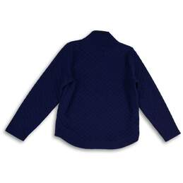 J. Crew Womens Blue Quilted Mock Neck Long Sleeve Pullover Sweater Size Medium alternative image