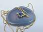 14K Yellow Gold Oval Sapphire Diamond Accent Pendant Necklace 3.7g image number 8