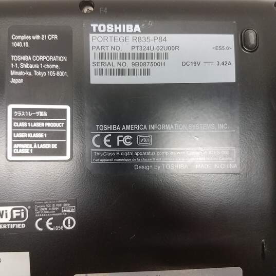TOSHIBA PORTEGE R835-P84 13in Laptop Intel i5-2435 CPU 4GB RAM 128GB HDD image number 7