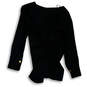 NWT Womens Black Long Sleeve Knot Front Back Zip Blouse Top Size Medium image number 2
