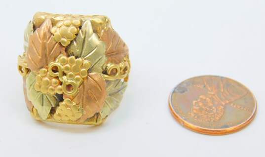 10K Yellow & Rose Gold Grapes Etched Leaves & Vines Cluster Statement Ring For Repair 11.2g image number 5