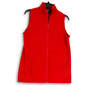 Womens Red Stretch Pockets Sleeveless Full-Zip Fleece Jacket Size Small image number 1