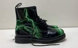 Dr. Martens Flash Black Green Leather Boots Men's Size 12 M