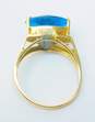 14K Gold London Blue Topaz Faceted Triangle Statement Ring 4.7g image number 3