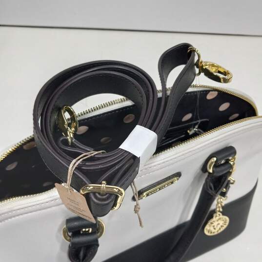 Anne Klein White & Black Color Block Shoulder Handbag image number 6