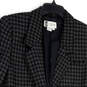 Womens Black Gray Houndstooth Pockets Notch Lapel One Button Blazer Size 6 image number 3