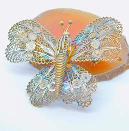 Vintage 800 Silver Filigree Butterfly Brooch 7.5g alternative image
