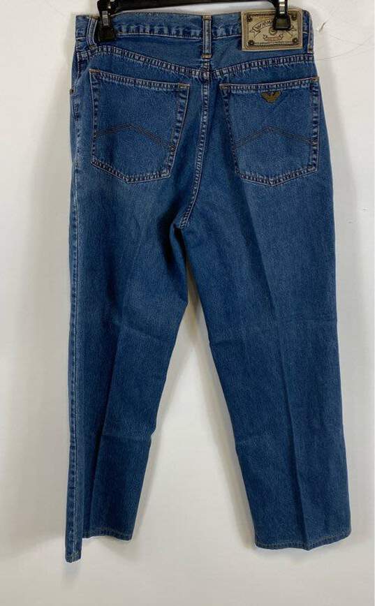 Giorgio Armani Womens Blue Cotton Dark Wash High Rise Denim Straight Jeans Sz 32 image number 2