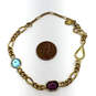 Designer Kirks Folly Gold-Tone Crystal Cut Stone Curb Link Chain Bracelet image number 3