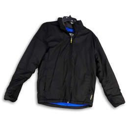 Mens Black Long Sleeve Mock Neck Pockets Full-Zip Windbreaker Jacket Size S