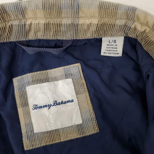 Tommy Bahama MN's Woodside Plaid Fleece Blue & Tan Jacket Size L image number 3